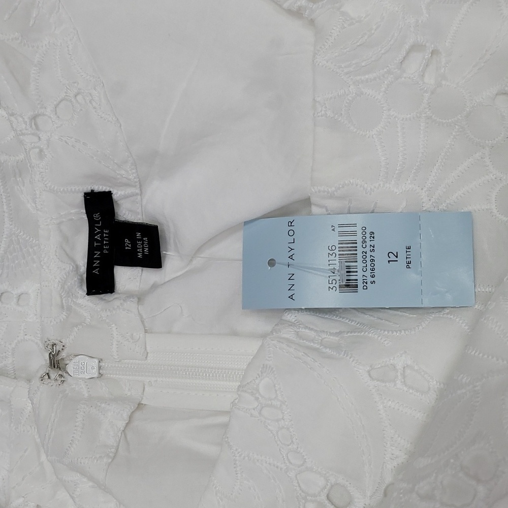 Ann Taylor Women's White Eyelet Puff Sleeve Midi Dress - Picture 16 of 17